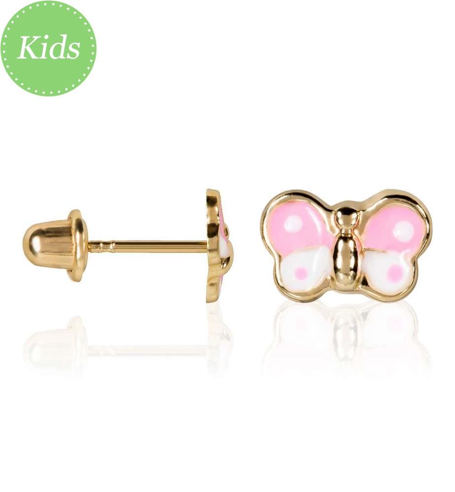 Ohrringe Schmetterling Rose - Gelbgold
