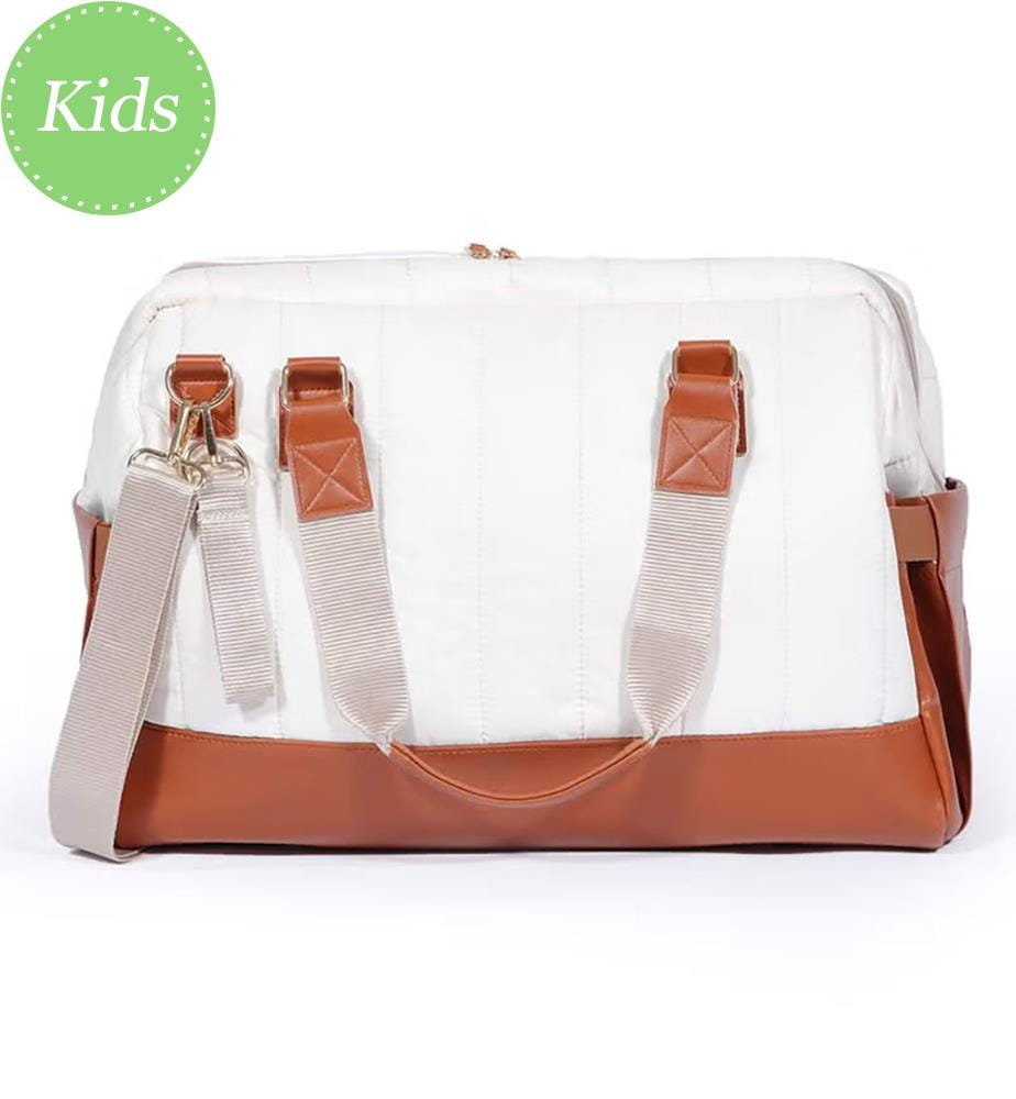 Gesteppte Wickeltasche - Braun & Beige