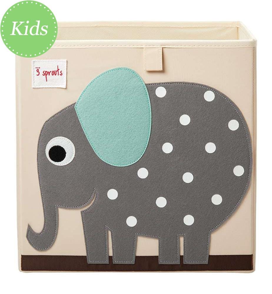 Spielzeugtruhe Elefant - Creme und Grau