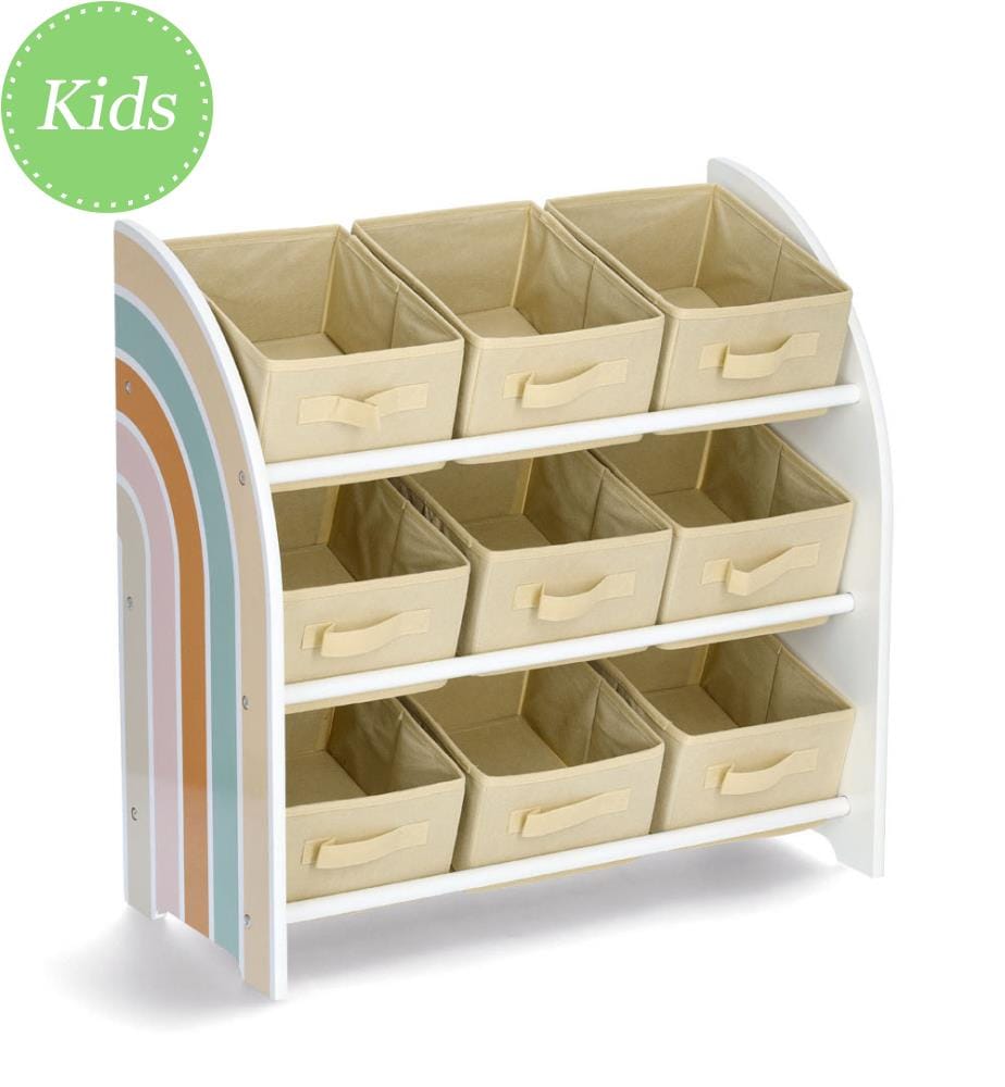 Rainbow children's shelf with 9 boxes - MDF/fleece