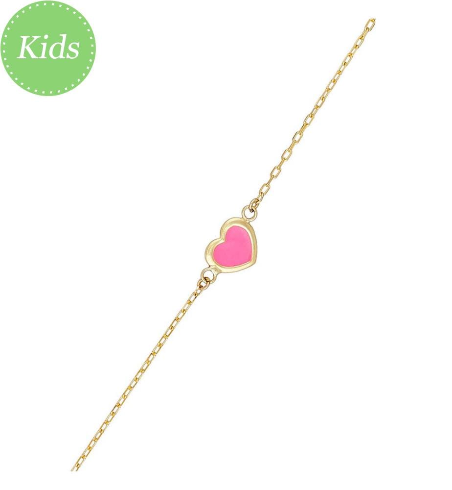 Bracelet Coeur rosé - Or Jaune 375/1000