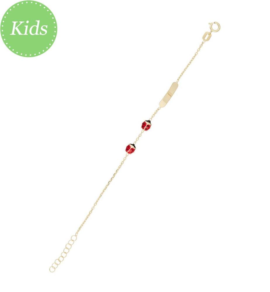 Bracelet 2 Coccinelles, Or Jaune 375/1000