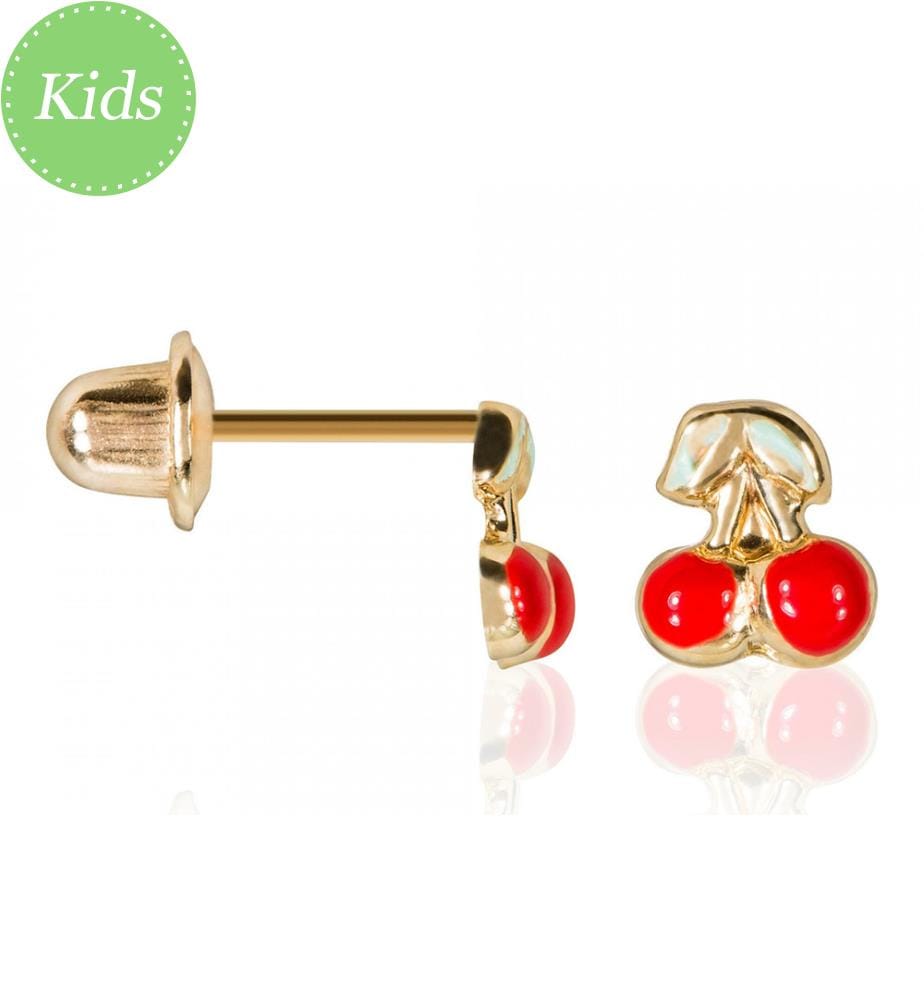 Boucles d'Oreilles Enfant Cerisette Or Jaune 375/1000