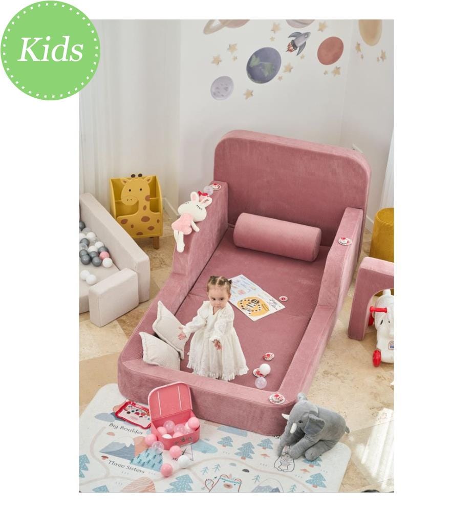 Lettino per bambini, 100% tessuto felpato a coste, rosa