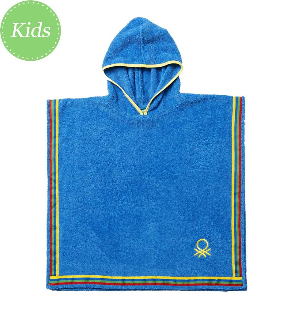Kinder-Poncho-Bademantel 65 x 65 cm – Blau