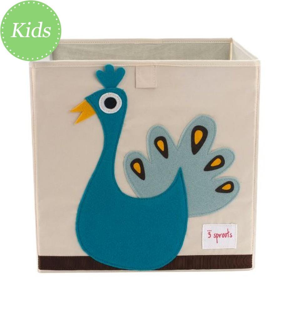 Aufbewahrungsbox Pfau - Creme und Türkis