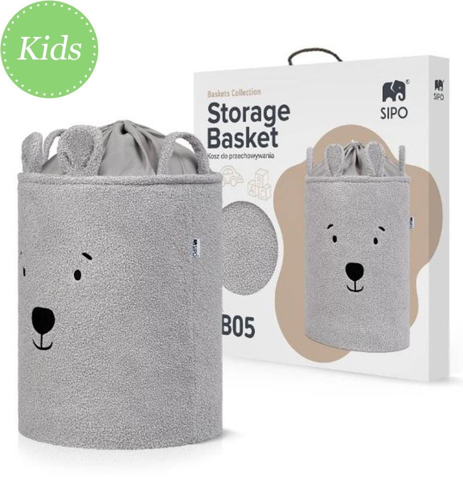 Aufbewahrungskorb Bouclé Bär grau