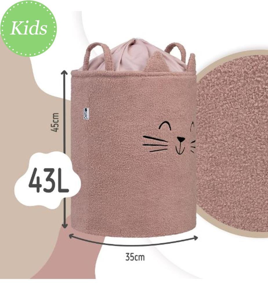 Aufbewahrungskorb Bouclé Katze pink