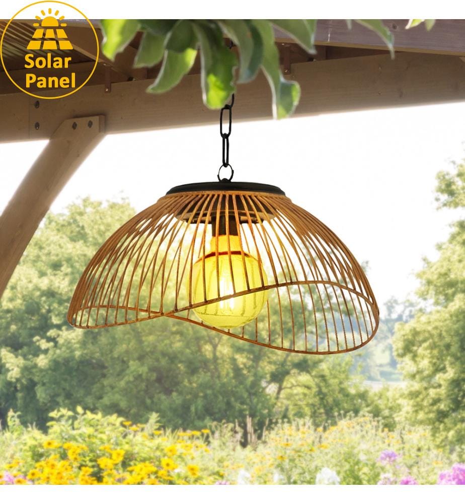 Solar Wired Metal Hanging Wicker - Warm White | DeinDeal