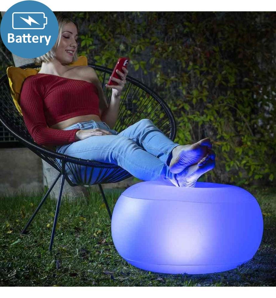 Aufblasbarer Sitz mit mehrfarbigen LEDs und Fernbedienung Pulight - Weiss