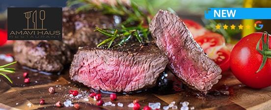 3-Gang-Menü mit Rumpsteak