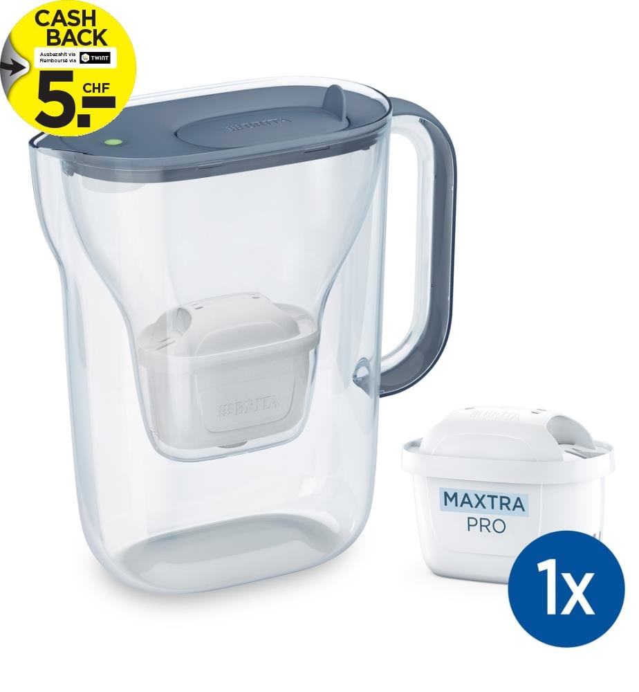 Caraffa filtrante Style Essential 2,4 l + 1x cartucce Maxtra Pro Pure Performance - Blu Pietra