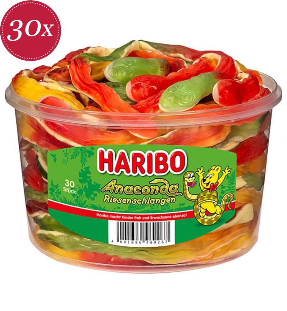 30x Haribo Riesenschlangen Anaconda Dose - 50er