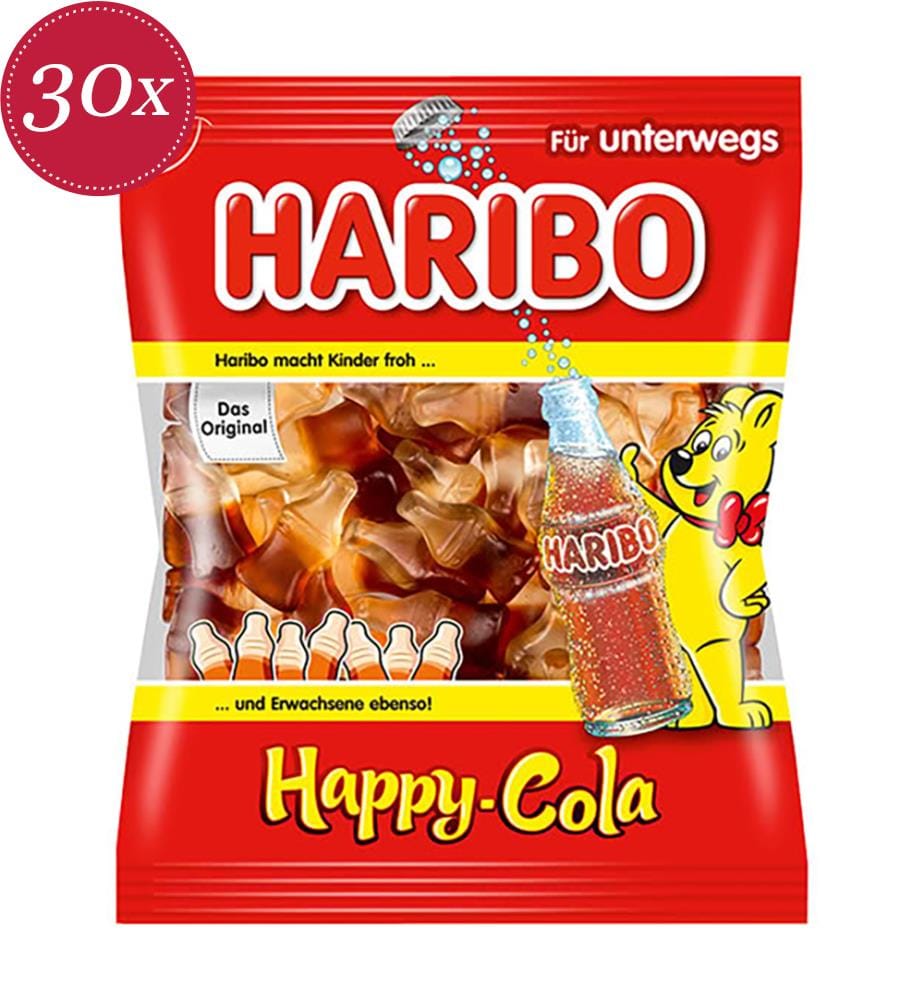 Lot von 30 Haribo Happy Cola Beutel - 100g