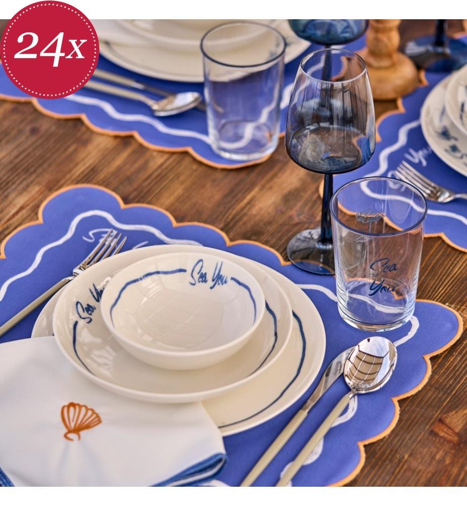 Set di stoviglie Marine 24 pezzi - Blu