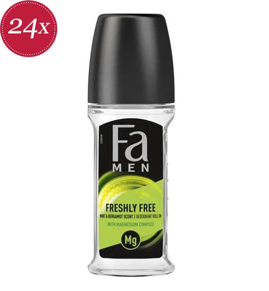 24er-Pack Deodorant Roll-On 50ml Men Freshly Free - Minze & Bergamotte