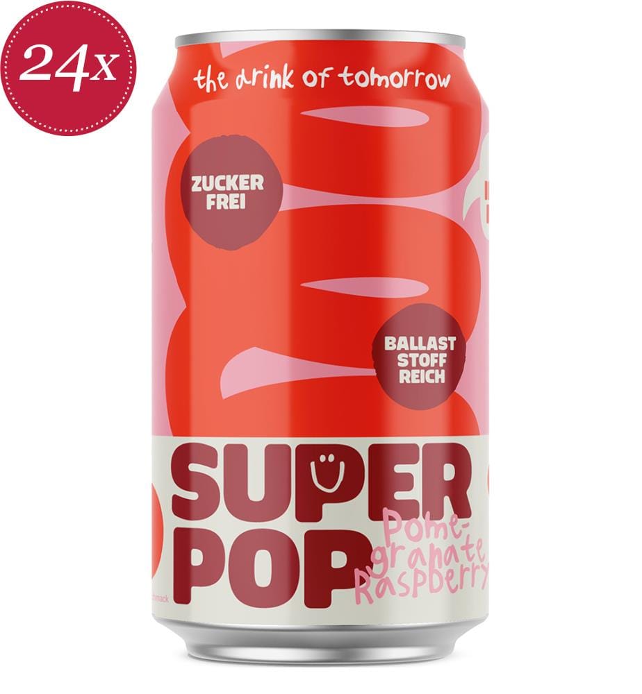 Set of 24 Super Pop Sparkling Drinks Pomegranate-Raspberry - 330ml