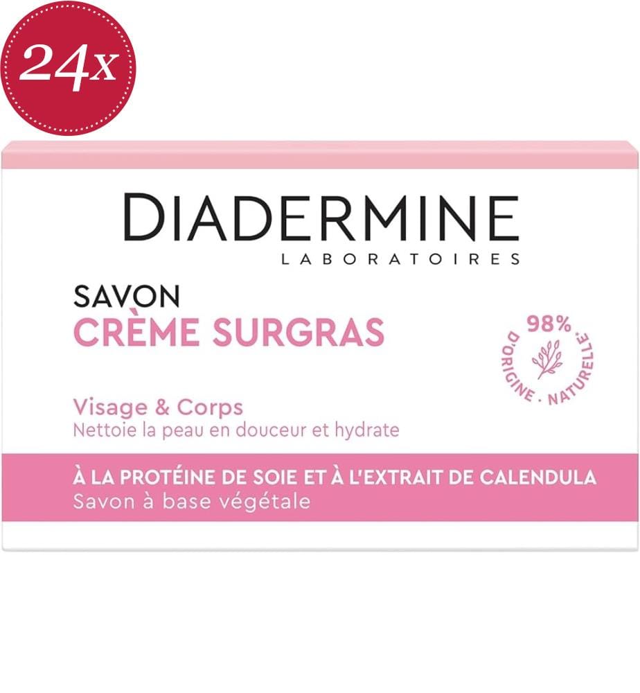 24x Rückfettende Cremeseife für Gesicht und Körper, 100 g