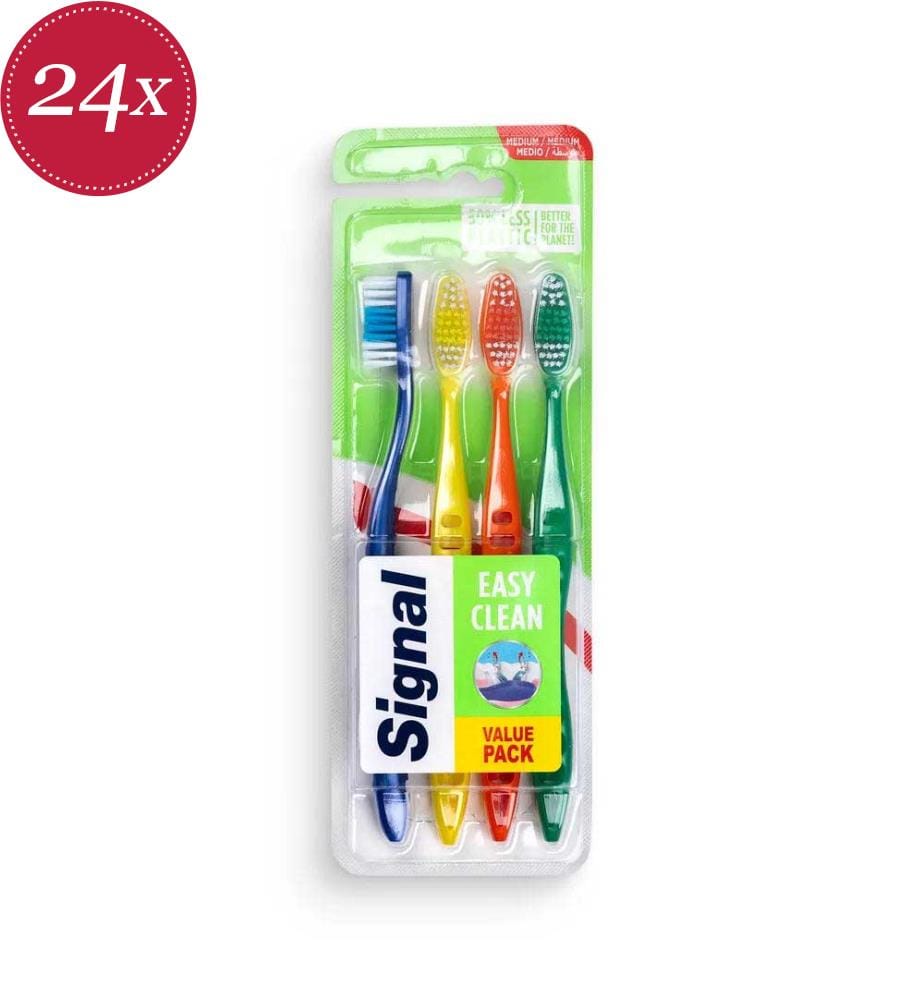 Easy Clean Medium Zahnbürste 24er Pack mit 4 Bürsten