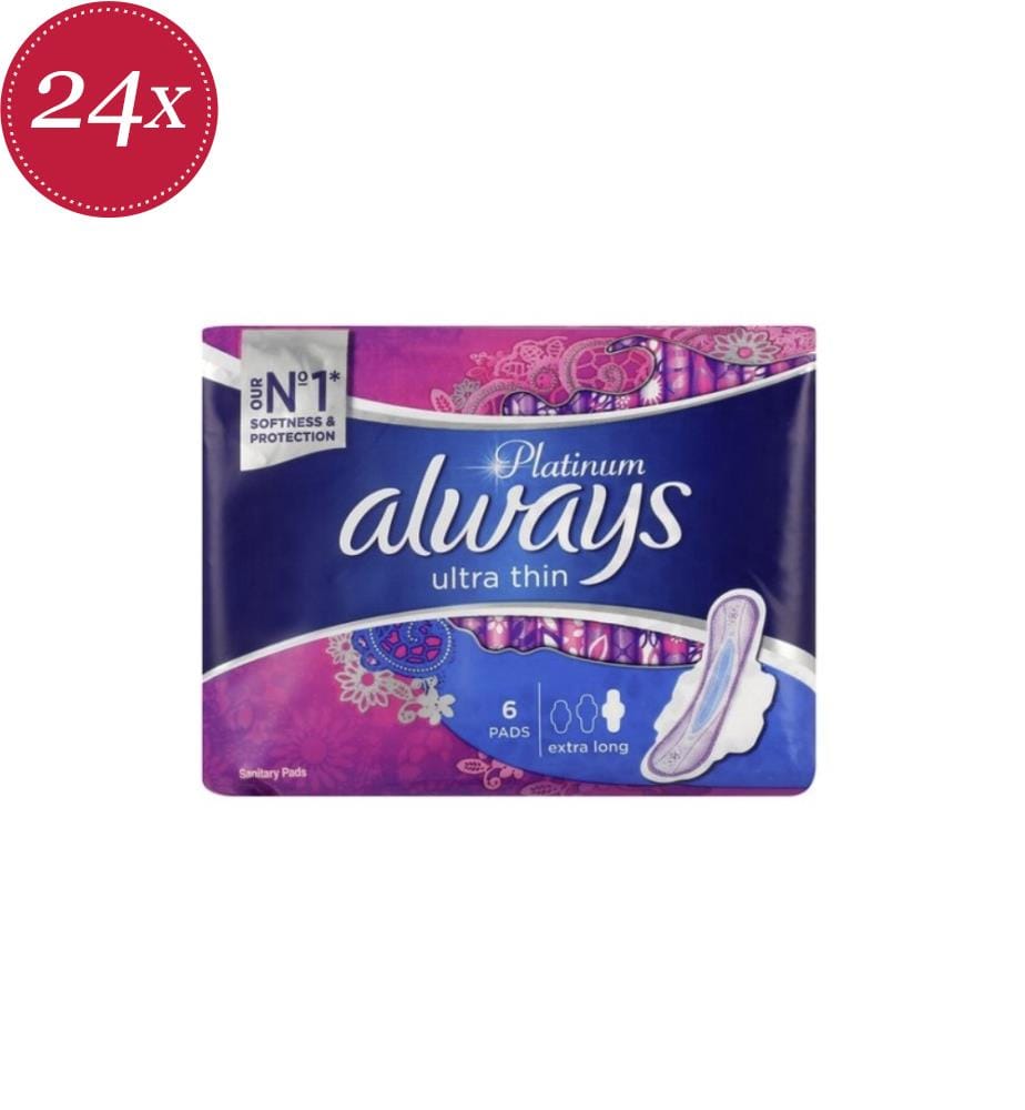 24x Serviettes hygiéniques Platinum Extra-long Nocturne - 6 Pièces