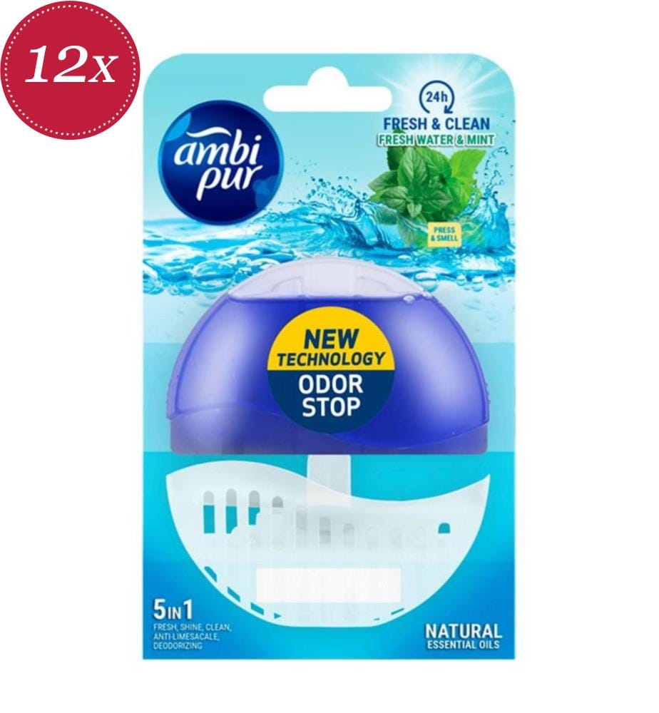 Lot de 12 Blocs WC Fresh Water Mint + Recharges - 55 ml