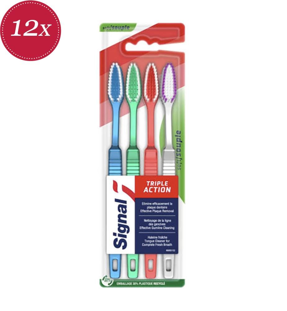 Lot de 12 x4 brosses à dents Triple Action Soft