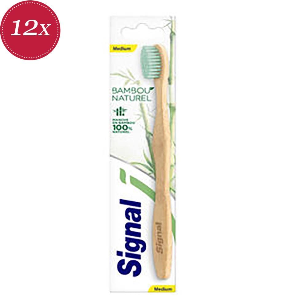 Set di 12 spazzolini da denti medi in bambù naturale