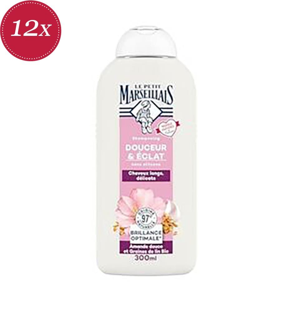 Lot de 12 Shampooing Douceur & Éclat Brillance Optimale à L'Amande Douce et Graines de Lin Bio - 300ml