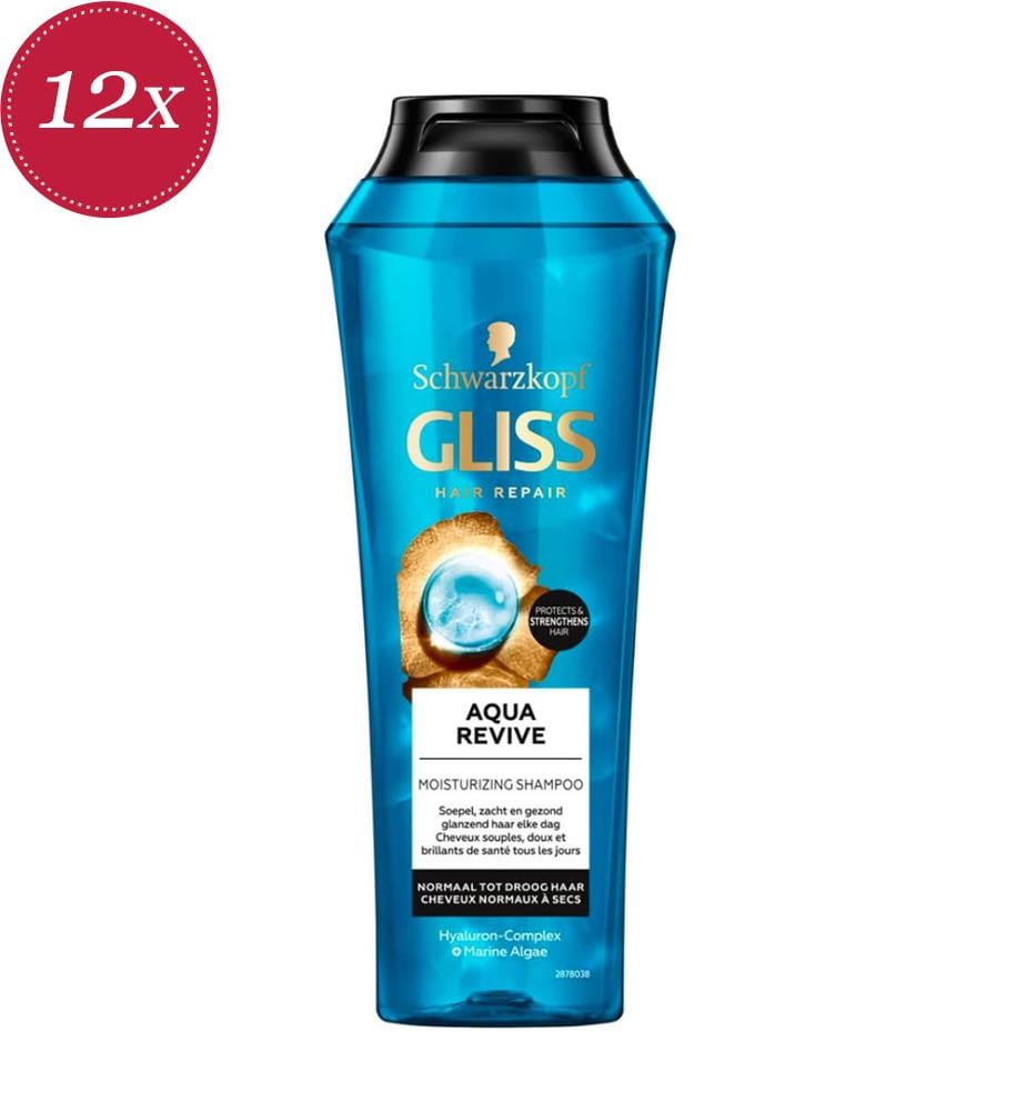 Lot de 12 Shampoings Aqua Revive Cheveux Normaux à Secs 250 ml