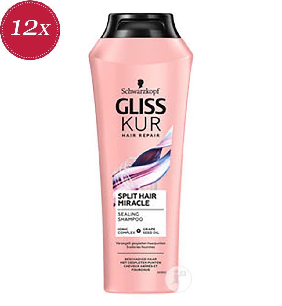 Set di 12 shampoo miracolosi per capelli danneggiati e spezzati Gliss Split Hair - 50ml