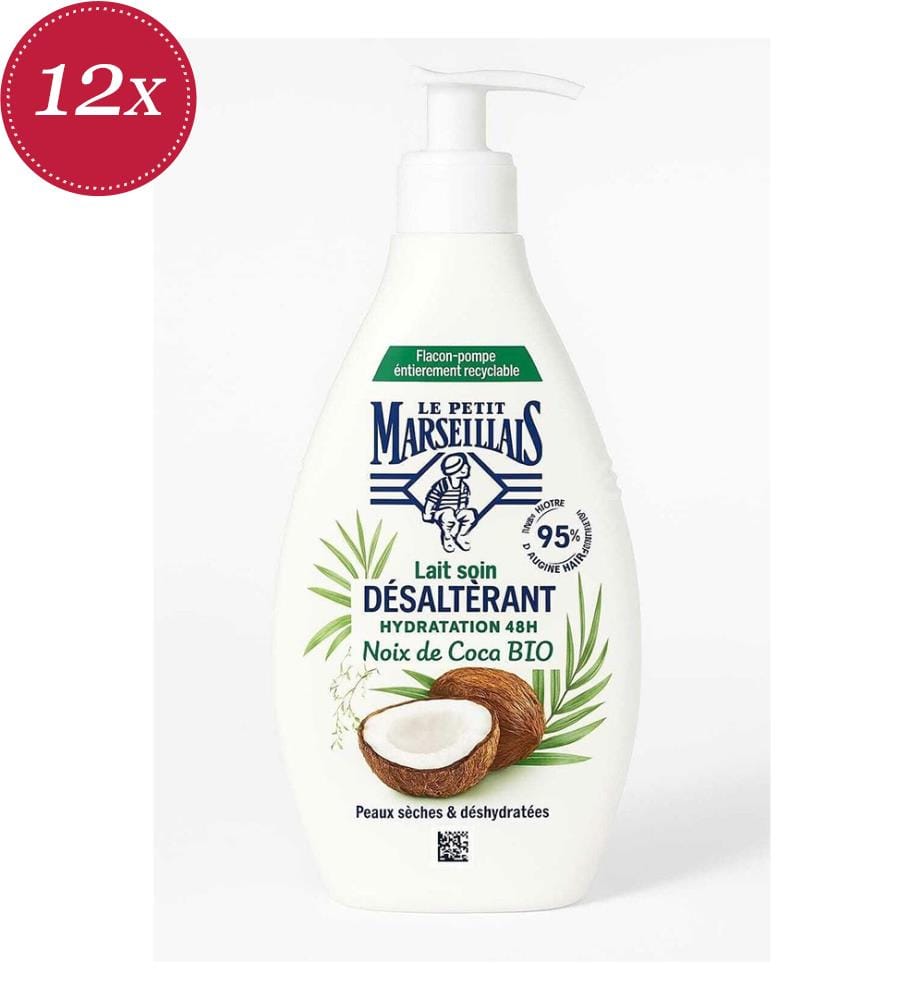 Set di 12 lozioni per il corpo al cocco biologico 48H Hydration per pelli disidratate 250 ml