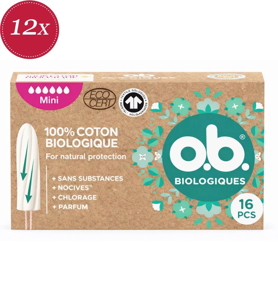 Confezione da 12 mini assorbenti in cotone biologico - 16 pezzi