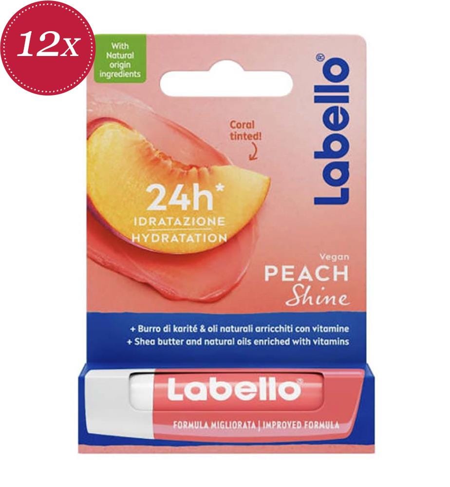 Lot de 12 Sticks Soin Des Lèvres Hydratant Pêche Brillant - 4,8G