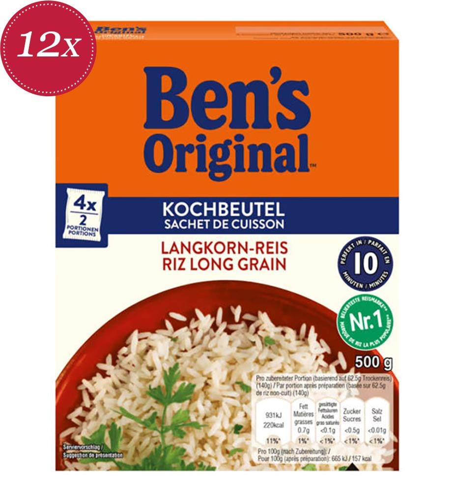 Ben's Original Langkornreis 10 Minuten, Kochbeutel - 12 x 500 g