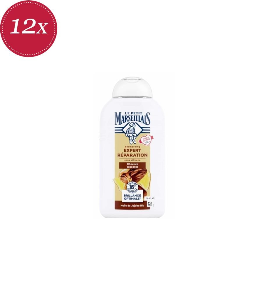 Set di 12 shampoo riparatori Expert - Senza silicone - Olio di jojoba biologico - Capelli fragili - 250ml