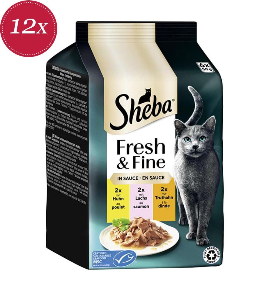 12er-Multipack Hähnchen, Lachs & Truthahn in MSC-Sosse - 6 x 50 g