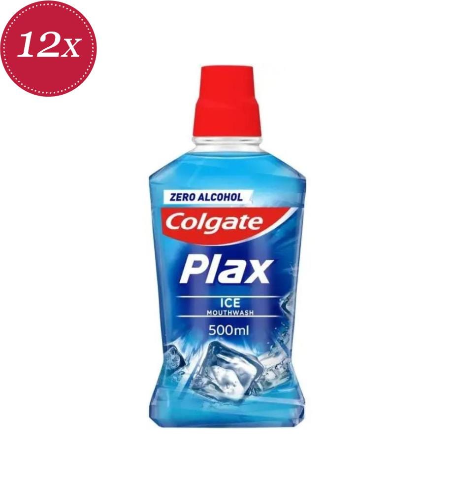 12 flacons de bain de bouche Plax – Fresh & Protect Ice de 500 ml