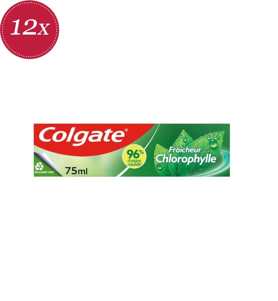 12 tubes de dentifrice pour adultes de 75 ml – Fraîcheur à la chlorophylle