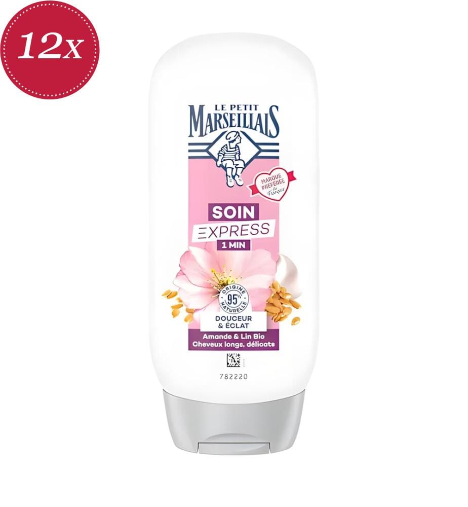 12 balsami per capelli da 200 ml – Morbidezza e lucentezza – Mandorla biologica e semi di lino biologici