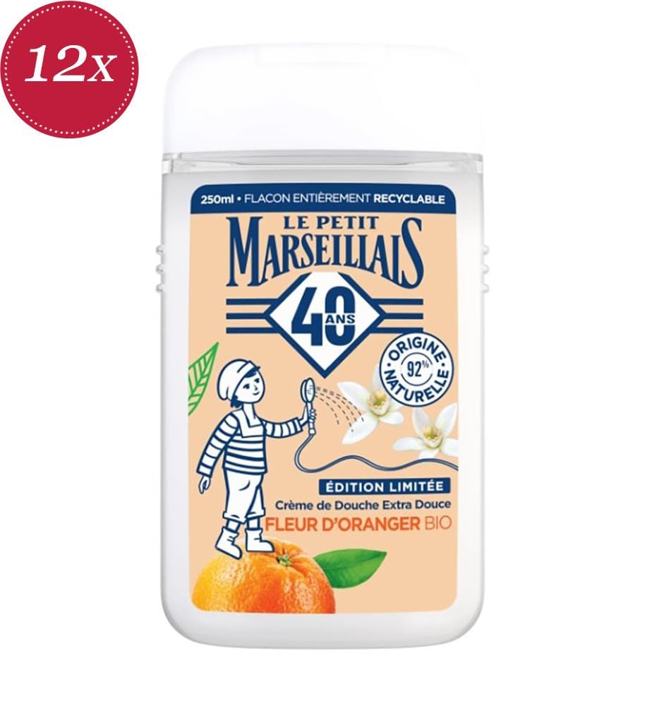 12 gels douche de 250 ml à la fleur d'oranger bio