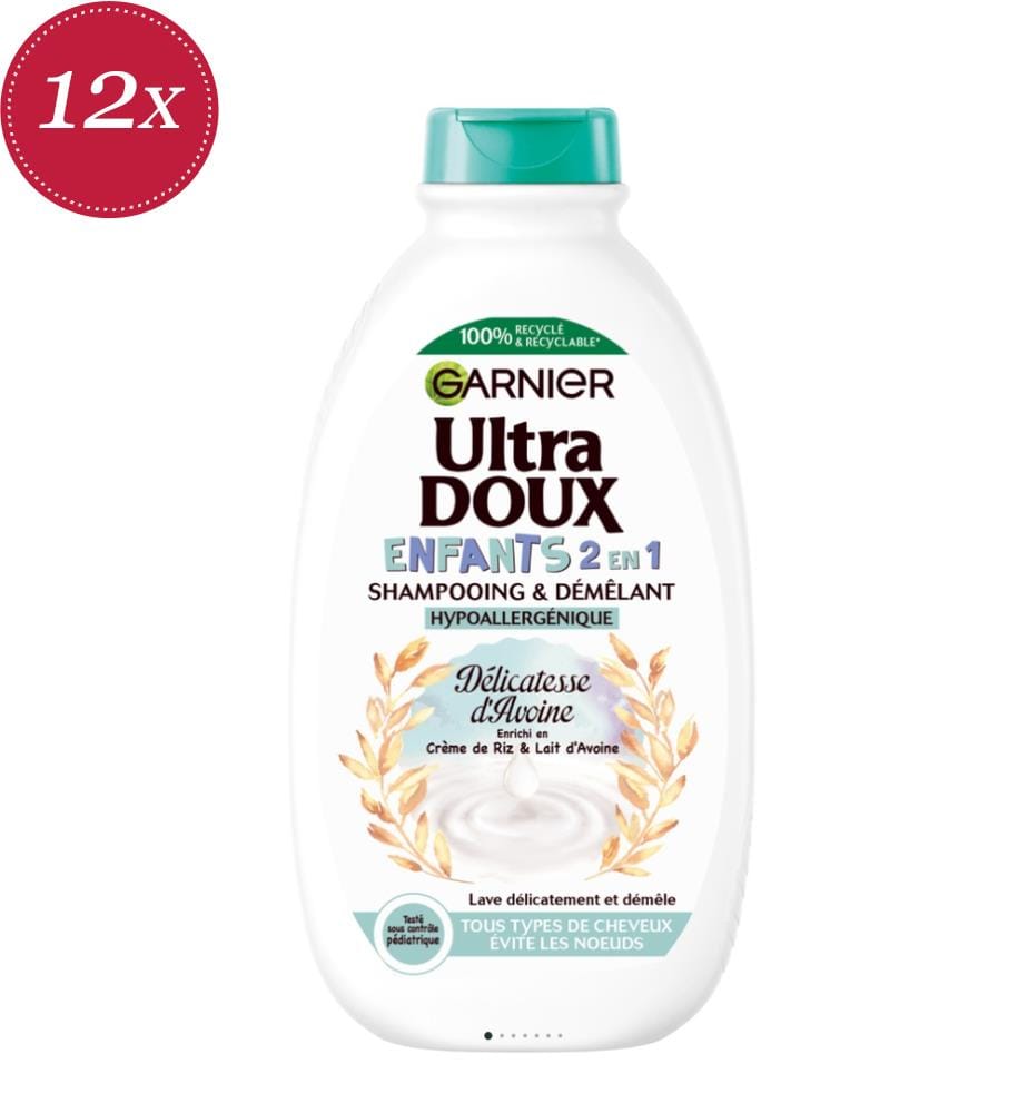 12 confezioni di shampoo e balsamo 2 in 1 per bambini all'avena - 300 ml