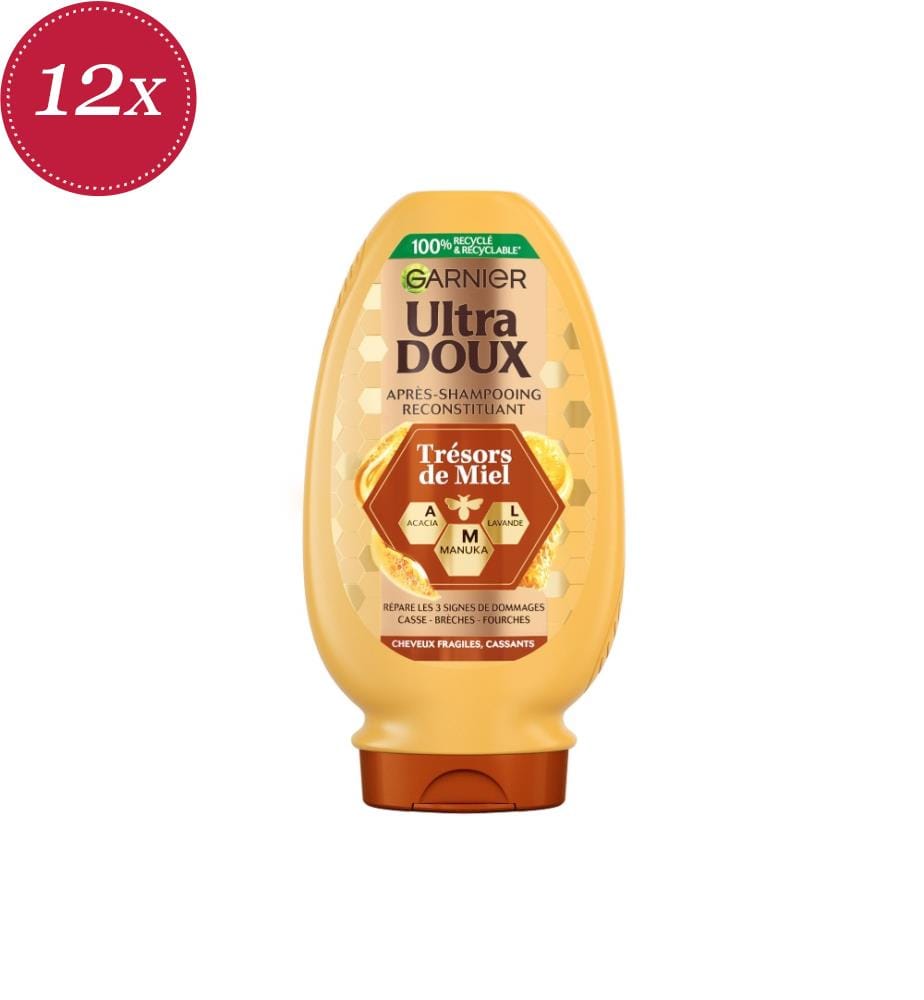 Lot de 12 après-shampooings Ultra Doux Trésors de Miel reconstituants - 250 ml