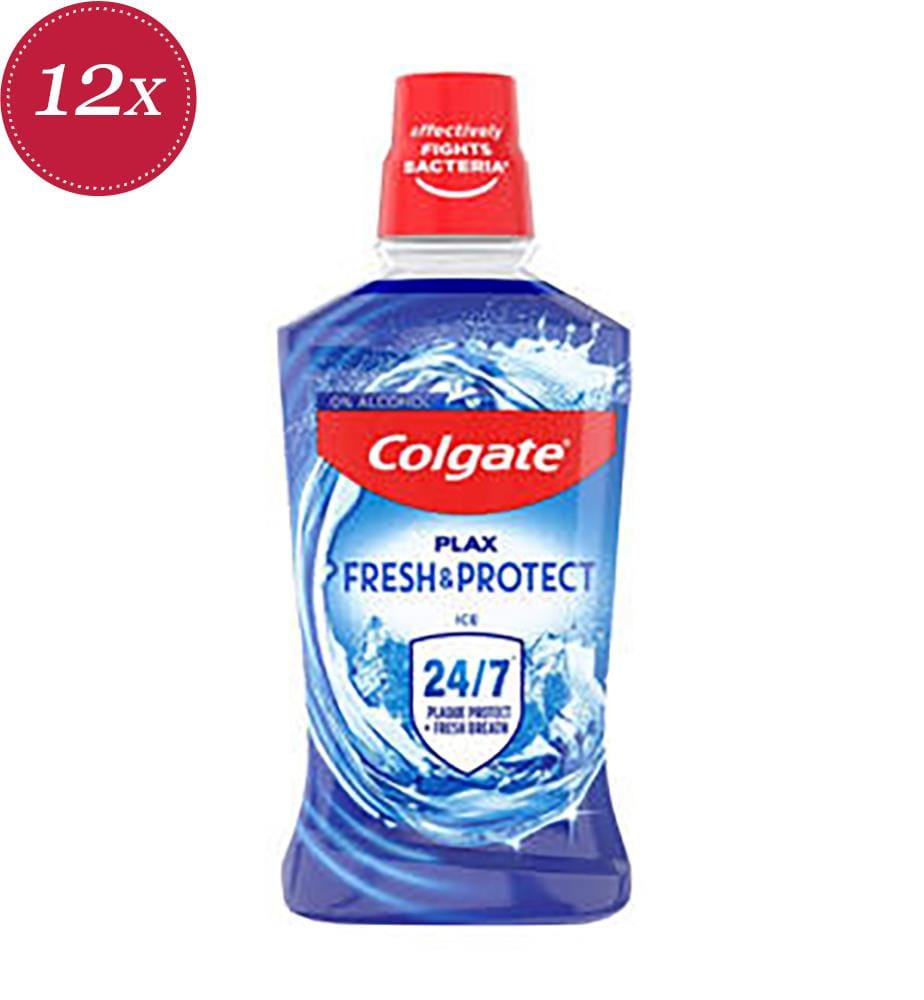 Lot de 12 Bain de Bouche Plax - Fresh & Protect Ice - 500 ml