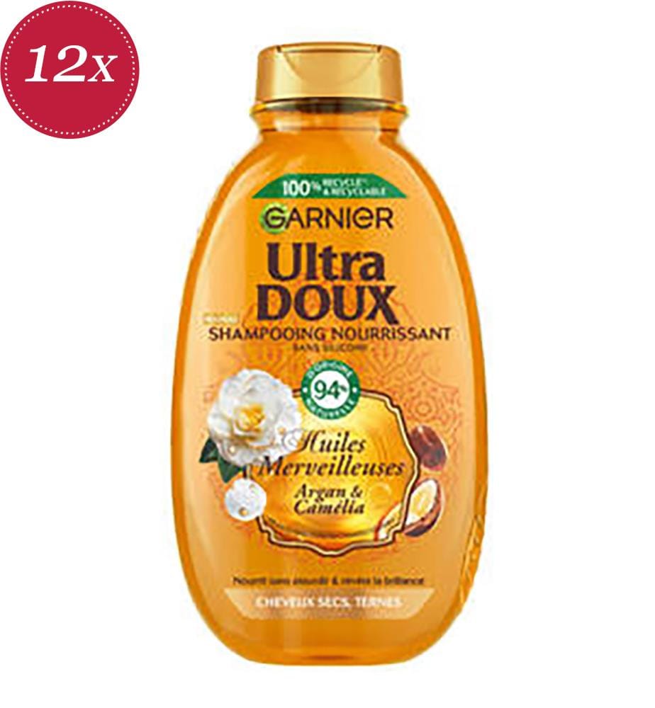 Lot de 12 Ultra Doux Shampoing Nourrissant Cheveux Secs Huiles Merveilleuses - 50 ml