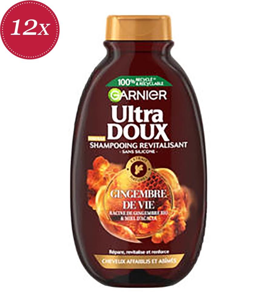Lot de 12 Ultra Doux Shampoing Revitalisant Cheveux Abîmés Gingembre de Vie - 50ml