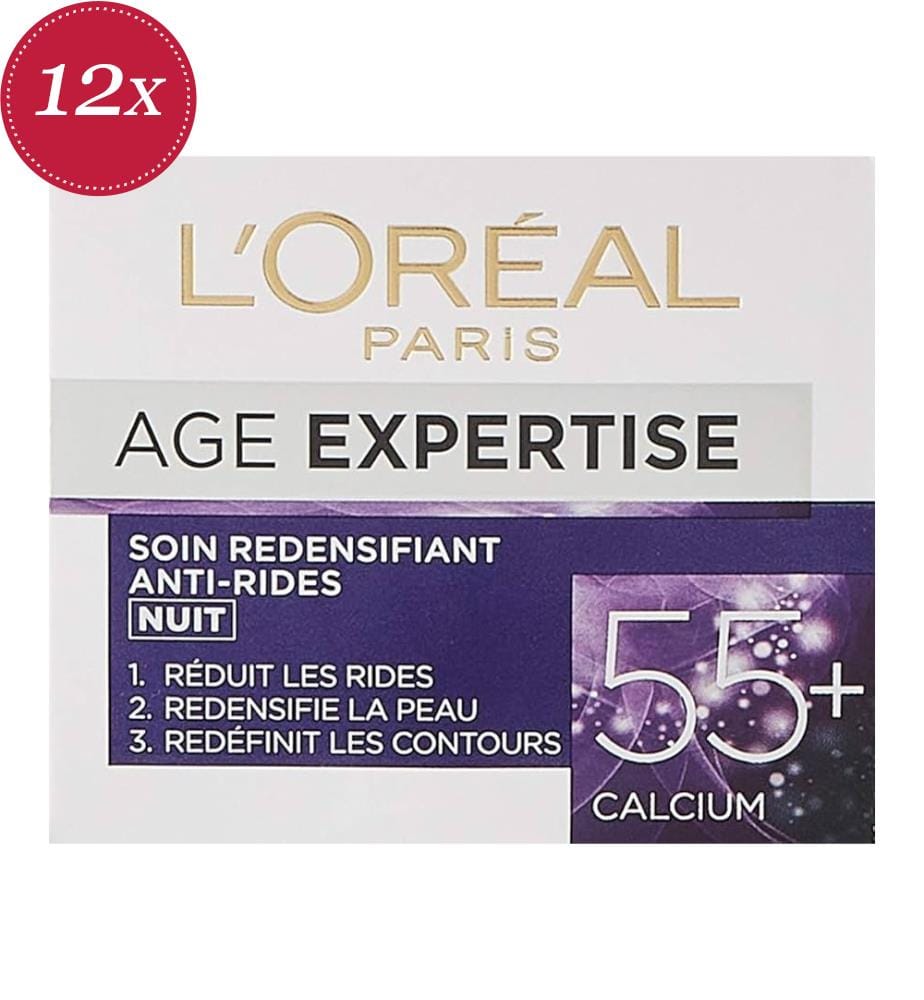 Lot de 12 crèmes de nuit anti-âge Calcium Age Expertise 55+ - 50 ml