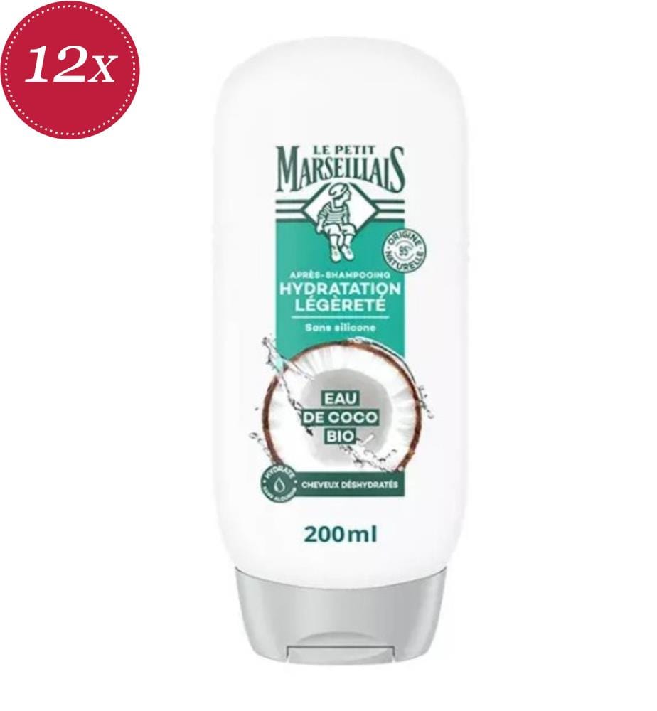12 balsami liquidi per capelli da 200 ml – Idratazione e leggerezza – Acqua di cocco biologica