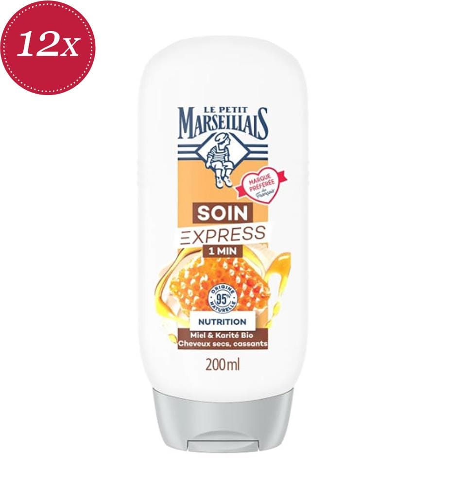 12 balsami per capelli da 200 ml – Trattamento nutriente – Miele biologico e burro di karité biologico