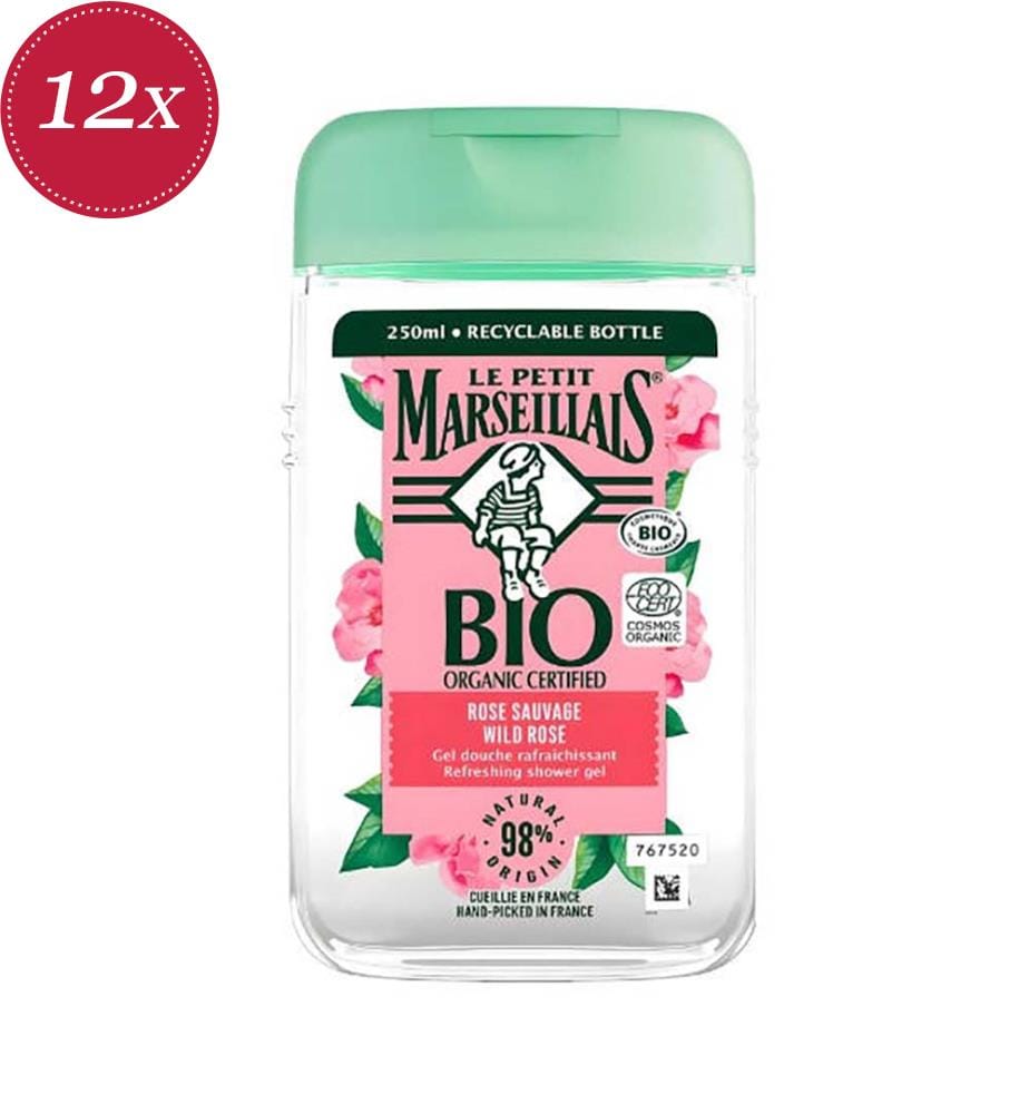 12x Duschgel 250 ml Bio-Wildrose