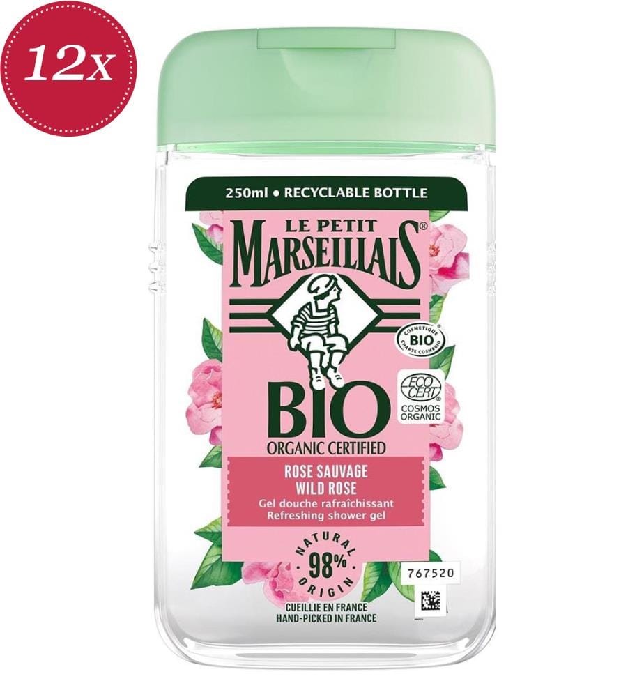 12x Duschgel 250 ml Bio-Wildrose